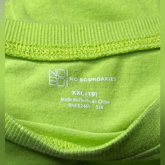 NO BOUNDARIES Lime green side drawstring short sleeve shirt - Picture 2 of 3